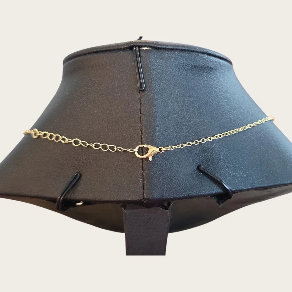 Gold Tone Crescent Moon and Star Crystal Pendant Necklace Celestial‎ Jewelry